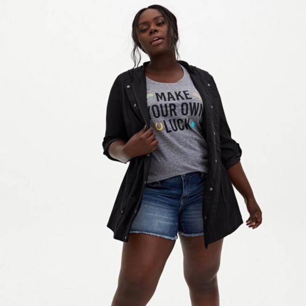Torrid NWOT “Make Your Own Luck”‎ Slim Fit Tee Triblend Jersey Heather Grey sz2X - Picture 3 of 4